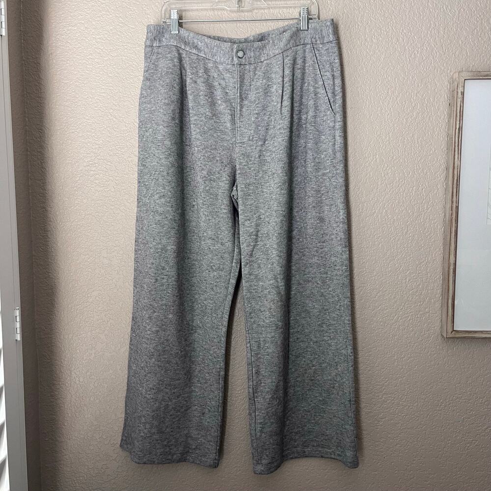 Anthropologie Paige Kara Pants Gray Soft Wide Straight Leg Size 12 High Waist - Picture 3 of 10